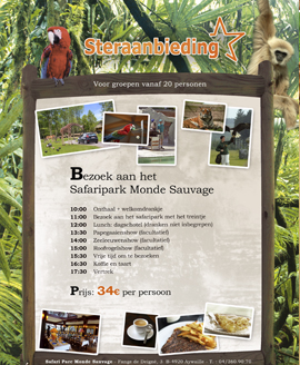 Offre étoile, grotte, repas dierenpark monde sauvage safari aywaille